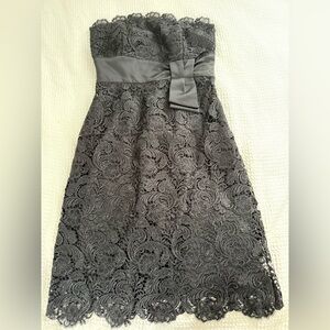 White House Black Market Charcoal Lace Strapless Cocktail Dress
